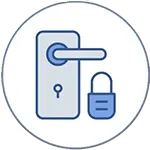 Access control icon featuring a door handle and padlock, representing security solutions for surveillance and audio-video systems in Winder, GA.