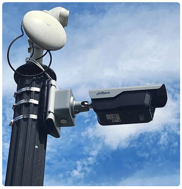 Automatic Number Plate Recognition (ANPR) camera mounted on pole for enhanced security and vehicle management at Retreat at Waterside, Greenville, SC.